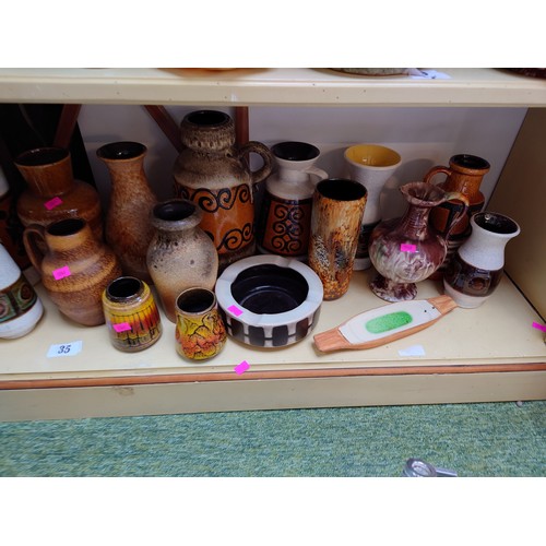 35 - Collection of 1960s and 70s Mid Century West German and European vases and pottery