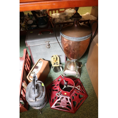 134 - Large Copper Samovar, Silver plated kettle and assorted bygones