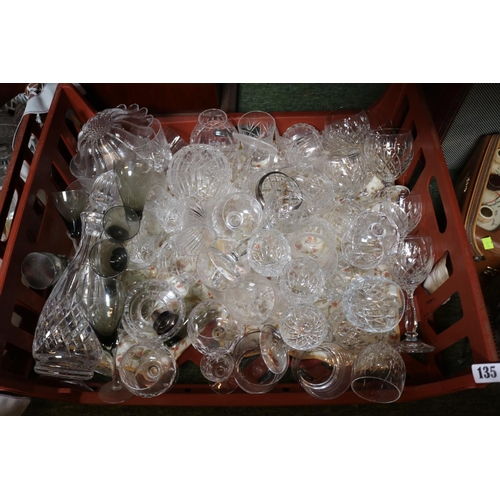 135 - 2 Boxes of good quality Crystal and glassware inc. Ravenshead, Royal Doulton etc