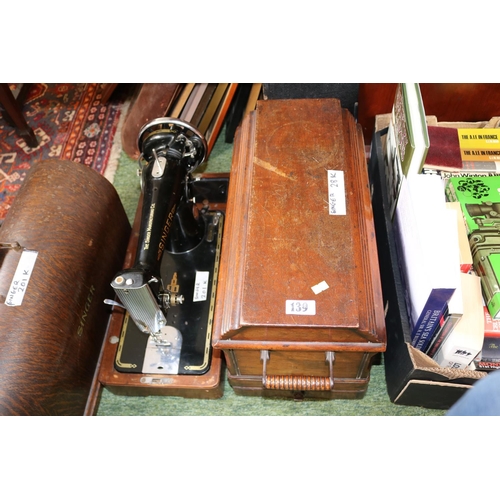 139 - Cased Singer 28K Sewing machine and a Singer 201K Sewing machine