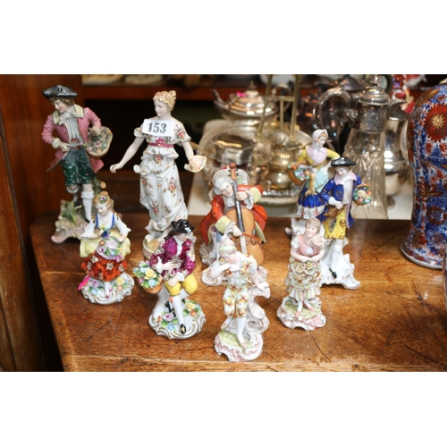 153 - Collection of assorted European figurines inc Sitzendorf, Capodimonte etc (9)