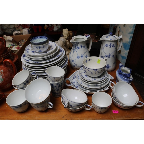 156 - Collection of 19thC and Later Copenhagen Blue Lace dinnerware