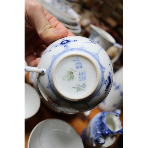 156 - Collection of 19thC and Later Copenhagen Blue Lace dinnerware