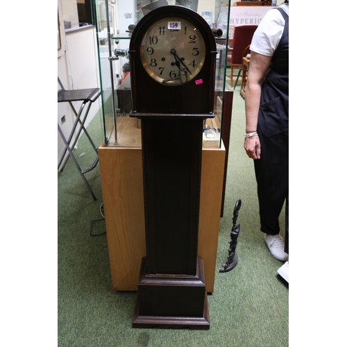 159 - Oak Cased Grandmother clock with numeral dial and key