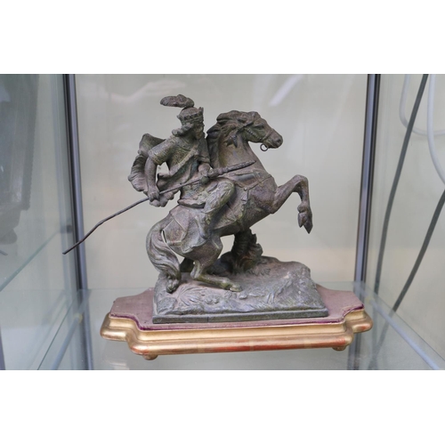 30 - 19thC French Spelter figure depicting Charlemagne (Charles the Great) on horse back by Francoise Par... 