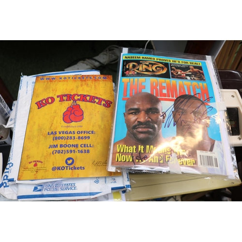 39 - Collection of The Ring Boxing magazines some signed to include Mike Tyson, Evander Holyfield, Sugar ... 