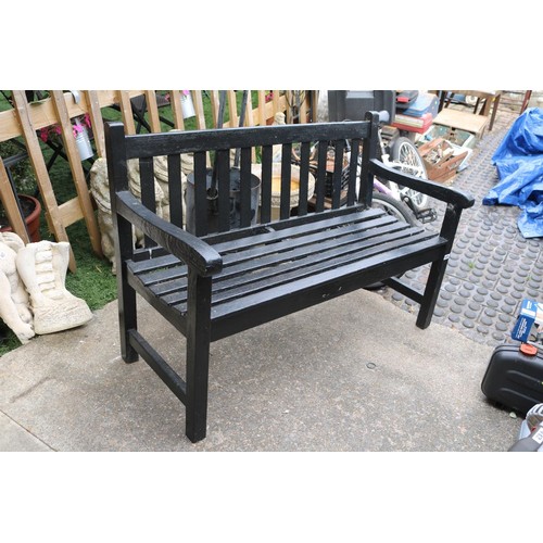 446 - Wooden Black Painted Garden Bench