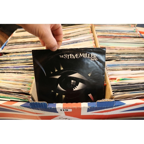 119 - Large box of assorted Vinyl Singles inc. The Steve Miller Band, Frankie Valli, Tony Christie etc