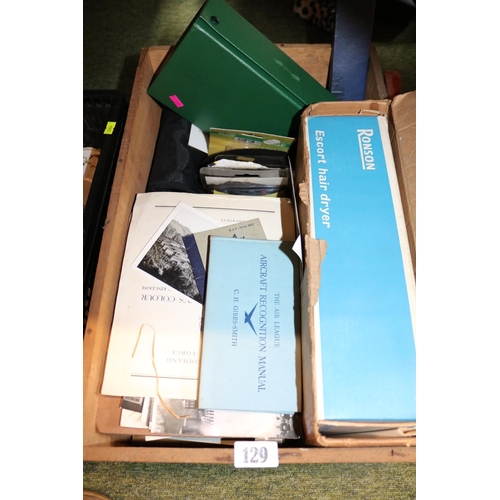 129 - Collection of Military and wartime related ephemera inc. Aircraft Recognition manual, Canvas bag etc