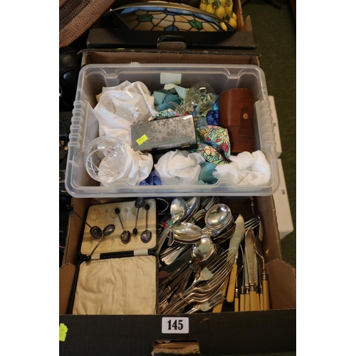 145 - Collection of assorted Silverplated Flatware and assorted glassware