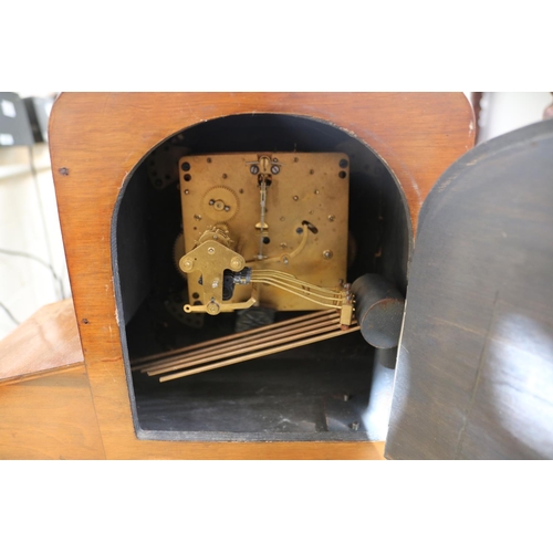 28 - Art Deco Walnut cased mantel clock and a Oak cased Barometer