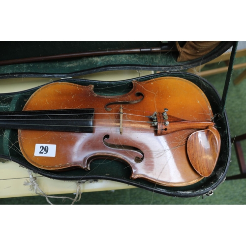 29 - Cased Vintage Students Violin and bow