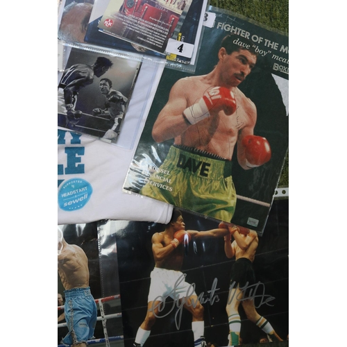 32 - Collection of Sporting and boxing related Photographs and a Tommy Coyle signed T Shirt