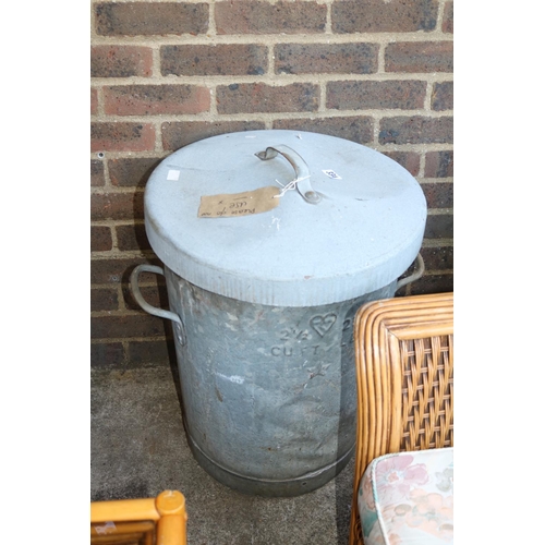 334 - Vintage 2 1/2 Cubic Foot Galvanised Bin