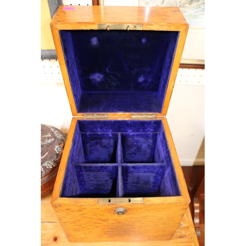 86 - 19thC Oak travelling decanter box with military brass handles