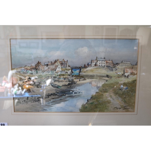 88 - Thomas Swift Hutton (1865 - 1935) 'Seaton Sluice, Northumberland watercolour signed and framed