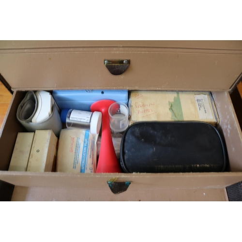 91 - Leatherette Doctors travelling case with assorted contents