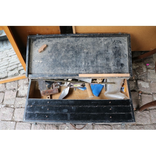 352 - Wooden Carpenters tool chest with tools