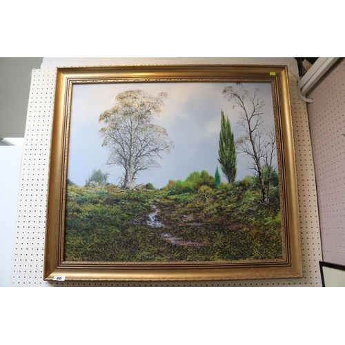 66 - Gilt framed Oil on canvas by D Oakes 1977 of a woodland scene