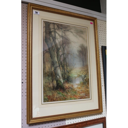 70 - Framed Watercolour depicting a woodland view by Thomas Taylor of Ireland