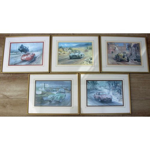 131 - Collection of Five Framed Michael Turner Motorsport Art Prints 1980's. All measure 41cm by 32cm. Inc... 