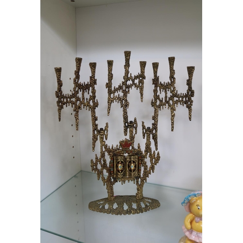 102 - Mid Century brass Wainberg Jewish Menorah