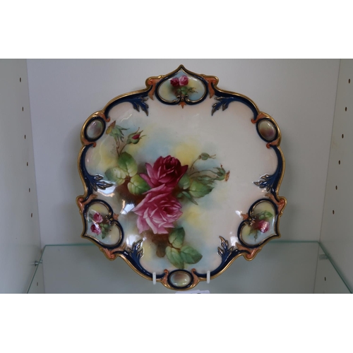 109 - Royal Worcester 19th century gilt rose pattern hand painted plate signed M Blake