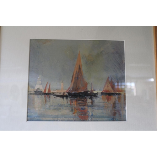 129 - David G Weeks of Lavenham 'Fishing Boats Venice Italy' 24 x 20cm framed and mounted