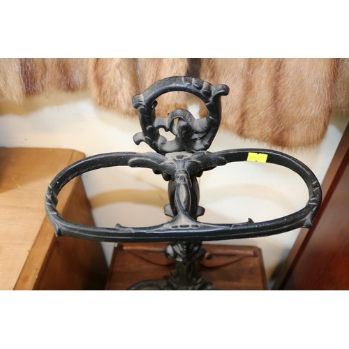 135 - 20thC Coalbrookdale style Cast Iron black painted umbrella stand