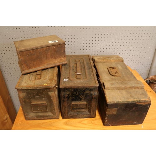 154 - Two WWII Ammo boxes and a Wooden WW1 Ammo box