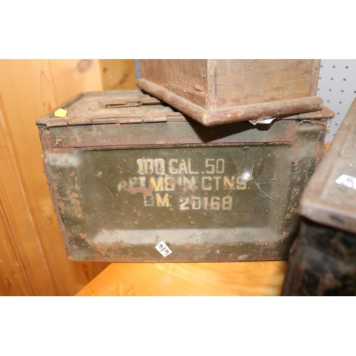 154 - Two WWII Ammo boxes and a Wooden WW1 Ammo box