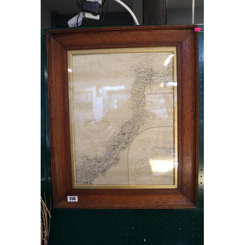 156 - Oak Framed Map of Trevose Head from England - West Coast  from Admiralty Surveys