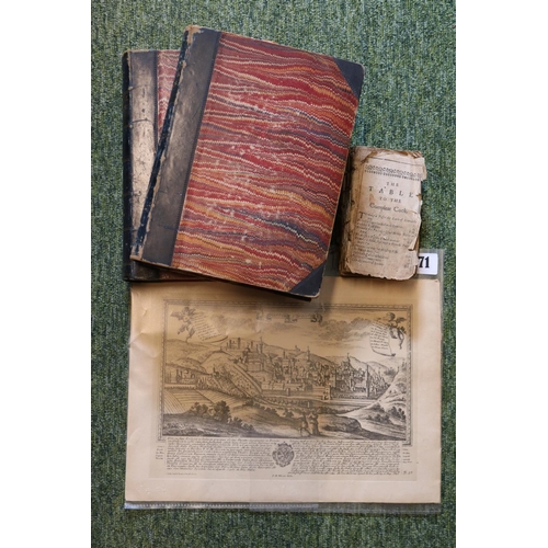 171 - 2 Volumes of Technical Educator, The Table to the Compleat Cook 1658 and a unframed etching by F B W... 