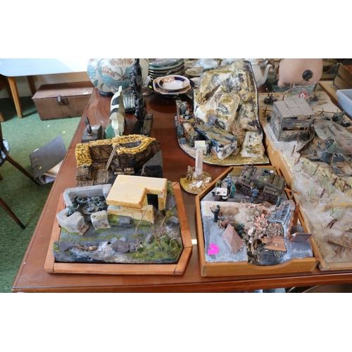 194 - Large Collection of Hand built and painted Airfix & Tamiya Dioramas depicting WWII German Encampment... 