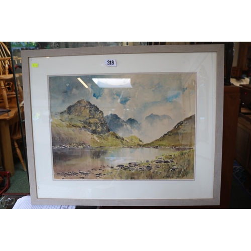 218 - Large Framed Watercolour depicting the Lake District by Edward Grieg Hall