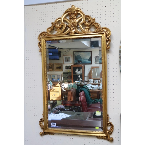 219 - Italian Gilt Bevel edged mirror with foliate design