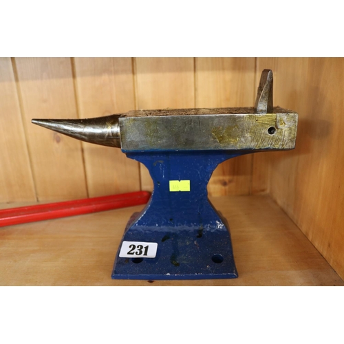 231 - Blue painted Jewellers Bench Anvil