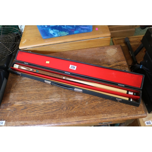 238 - Cased Two Piece snooker cue by Halex sport Tournament