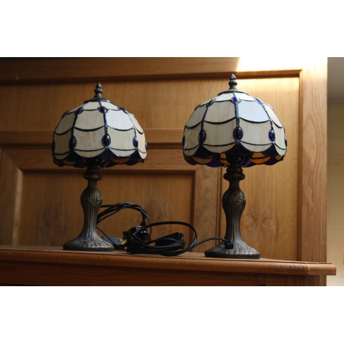 251 - Pair of Tiffany Style table lamps and 2 Leaded Ceiling shades