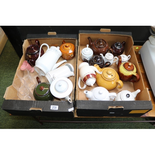 271 - 2 Boxes assorted Teapots