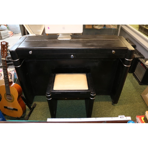 276 - Eavestaff 'Mini Piano' in Ebonised Case with Piano Stool