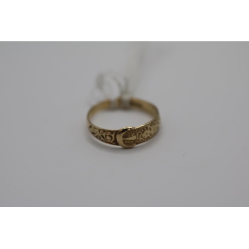 364 - 9ct Gold Buckle Ring Size R. 1.7g total weight