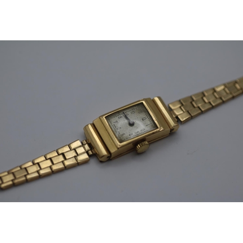 372 - Ladies 18ct Gold wristwatch with 15 Jewel movement 11.6g total weight without movement