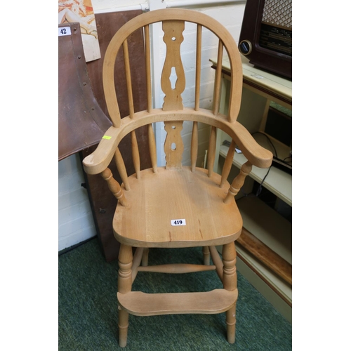 419 - Childs Beech High Chair of Windsor style