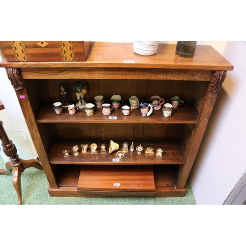 422 - William IV Rosewood Veneered bookcase of 2 shelves with carved supports 92cm in Width