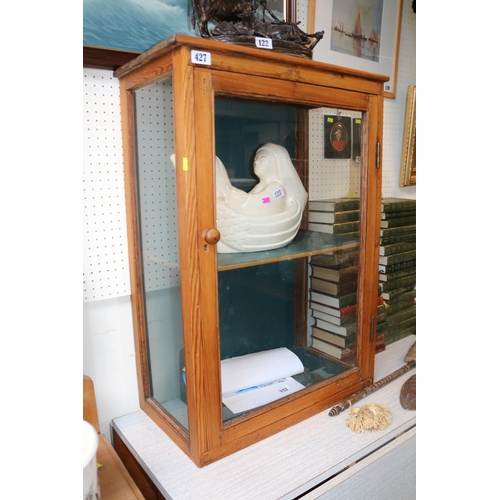 427 - Pitch Pine glazed display cabinet with one shelf