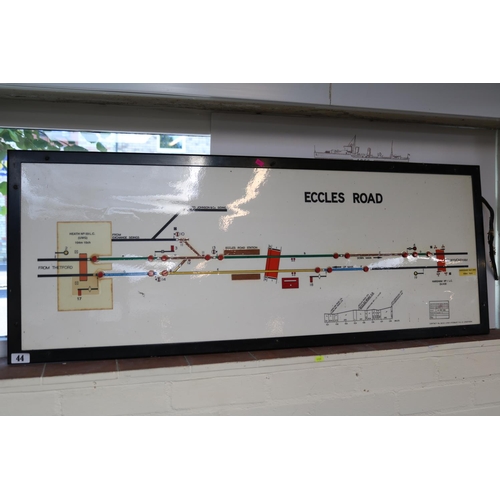 44 - Vintage framed railway signal box points diagram taken from Eccles Road (Norfolk) signal box on the ... 