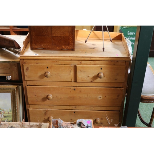 441 - Late Victorian Pine Chest of 2 over 2 chairs with turned handles