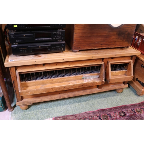 452 - Interesting Pine Bird Hatchery converted to a coffee table with removable trays