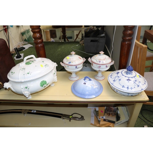 46 - Collection of 19th century and later ceramics to include a large Bloor Derby Tureen,  Adolph Hache &... 